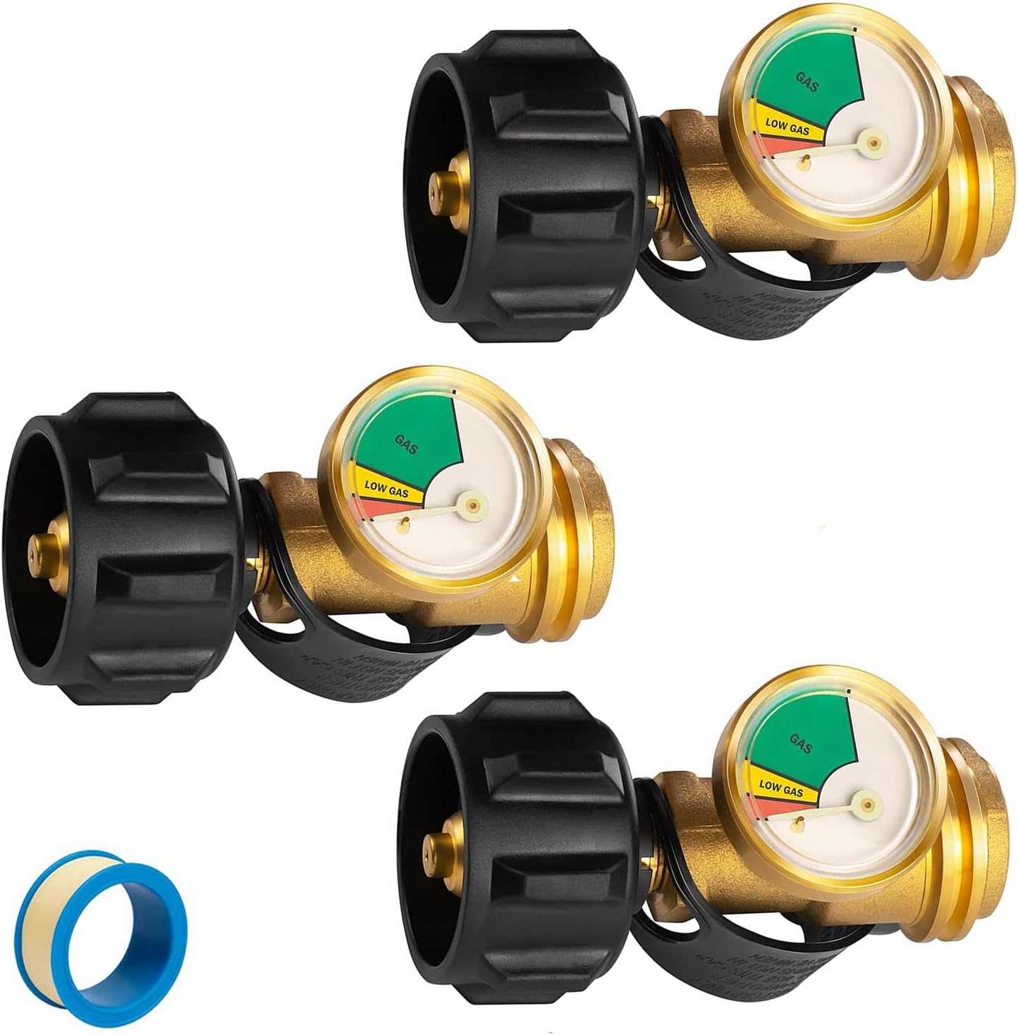 Ninyoon New Version Propane Gauge for 5-100 lb Tank, Universal QCC1 Propane Tank Gauge Level Indicator Leak Detector Type -1 Connection for BBQ Gas Grill, RV Camper (Set of 3)