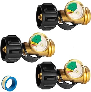 Ninyoon New Version Propane Gauge for 5-100 lb Tank, Universal QCC1 Propane Tank Gauge Level Indicator Leak Detector Type -1 Connection for BBQ Gas Grill, RV Camper (Set of 3)