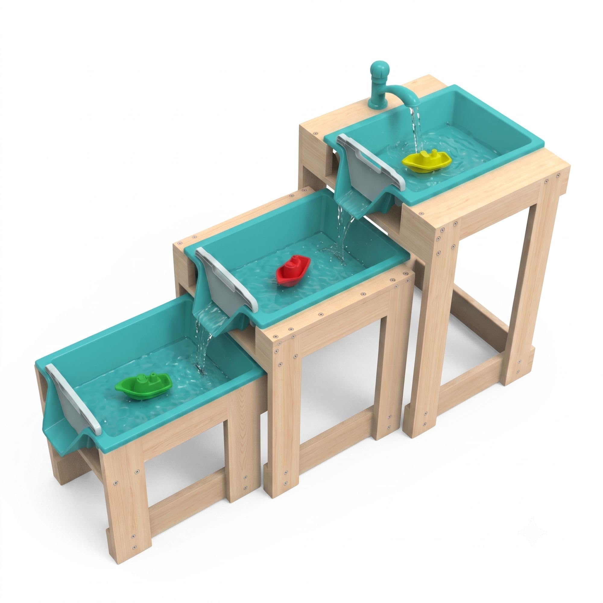 Big Game Hunters Kids Wooden Water Table 3-Tier Outdoor Sensory Play Tap