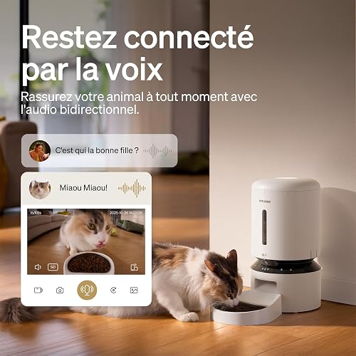 PETLIBRO 5L Distributeur Croquette Automatique avec Caméra 1080P - Mangeoire Chien WiFi 5G avec app, capteur de Faible Niveau de Nourriture, Alerte de Mouvement et de Son de Compagnie, 1 à 10 Repas - 5