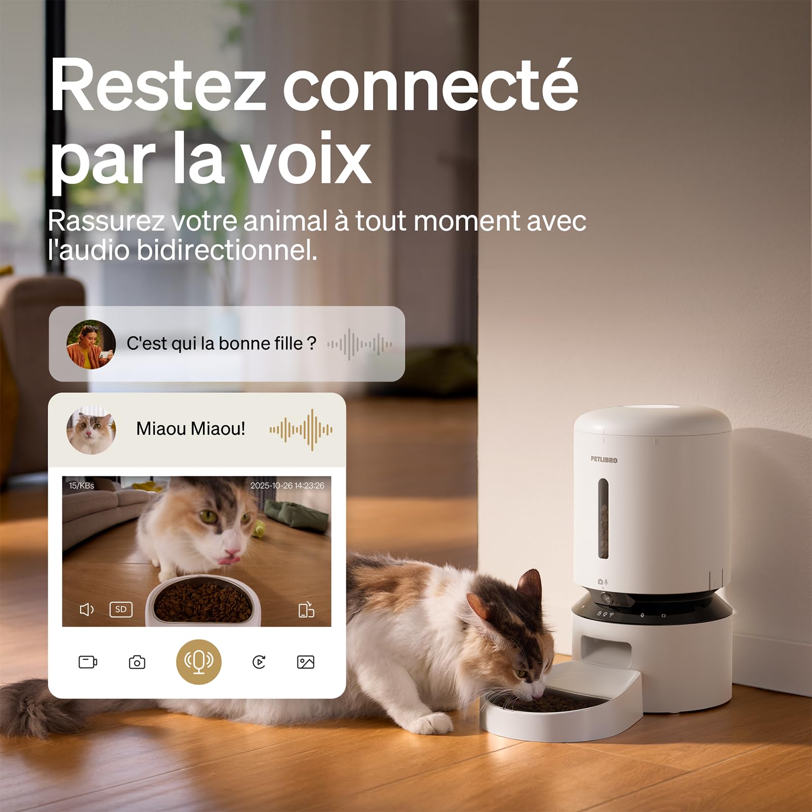 PETLIBRO 5L Futterautomat Katze mit 1080P Video - 5G WiFi Futterspender Hund mit APP & Nachtsicht, Sensor für Niedriger Futter & Blockierung, Bewegungs & Tonalarm für Haustiere, 1-10 Mahlzeiten