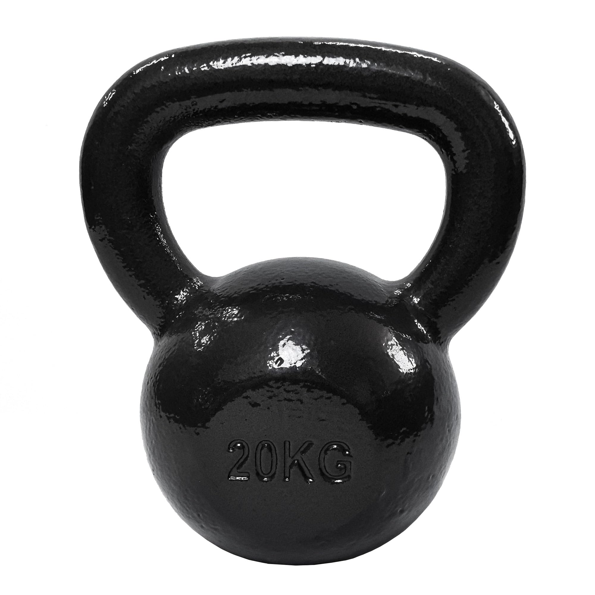 Kettlebell - Cast Iron Resistance Training Weight with Textured Wide Grip Handle - Painted Finish - Black