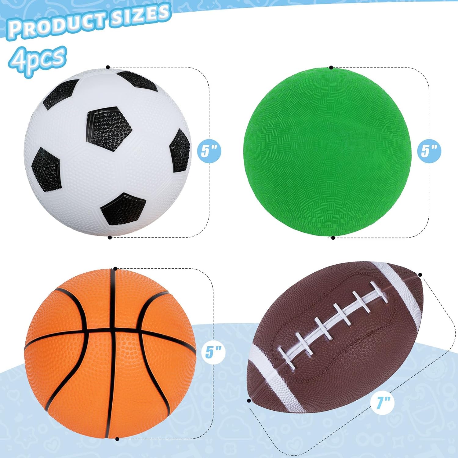 Arcade Basketball Game Set with 4 Balls & Sports Ball Pack for Kids: Indoor Hoop with Rebound Net, Soccer, Basketball, Football, Playground Balls – Great for Active Play and Gifts