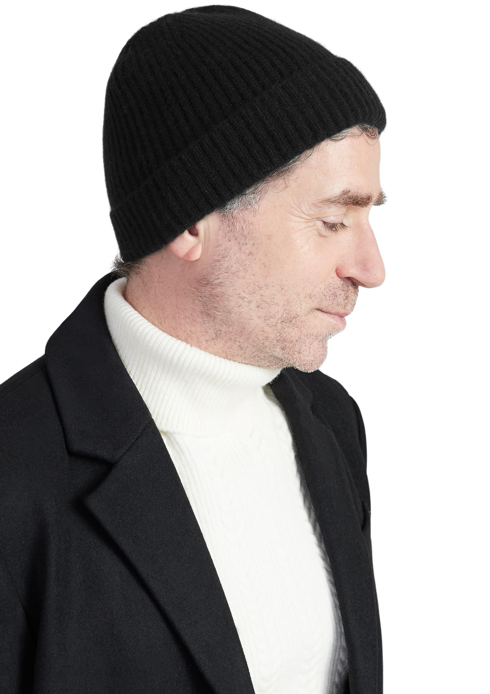 Style & Republic Gorro clásico de cachemira para hombre con estructura acanalada de 100% cachemira, gorro de punto premium con cintura de 52 cm, ideal para días fríos, talla única/talla única