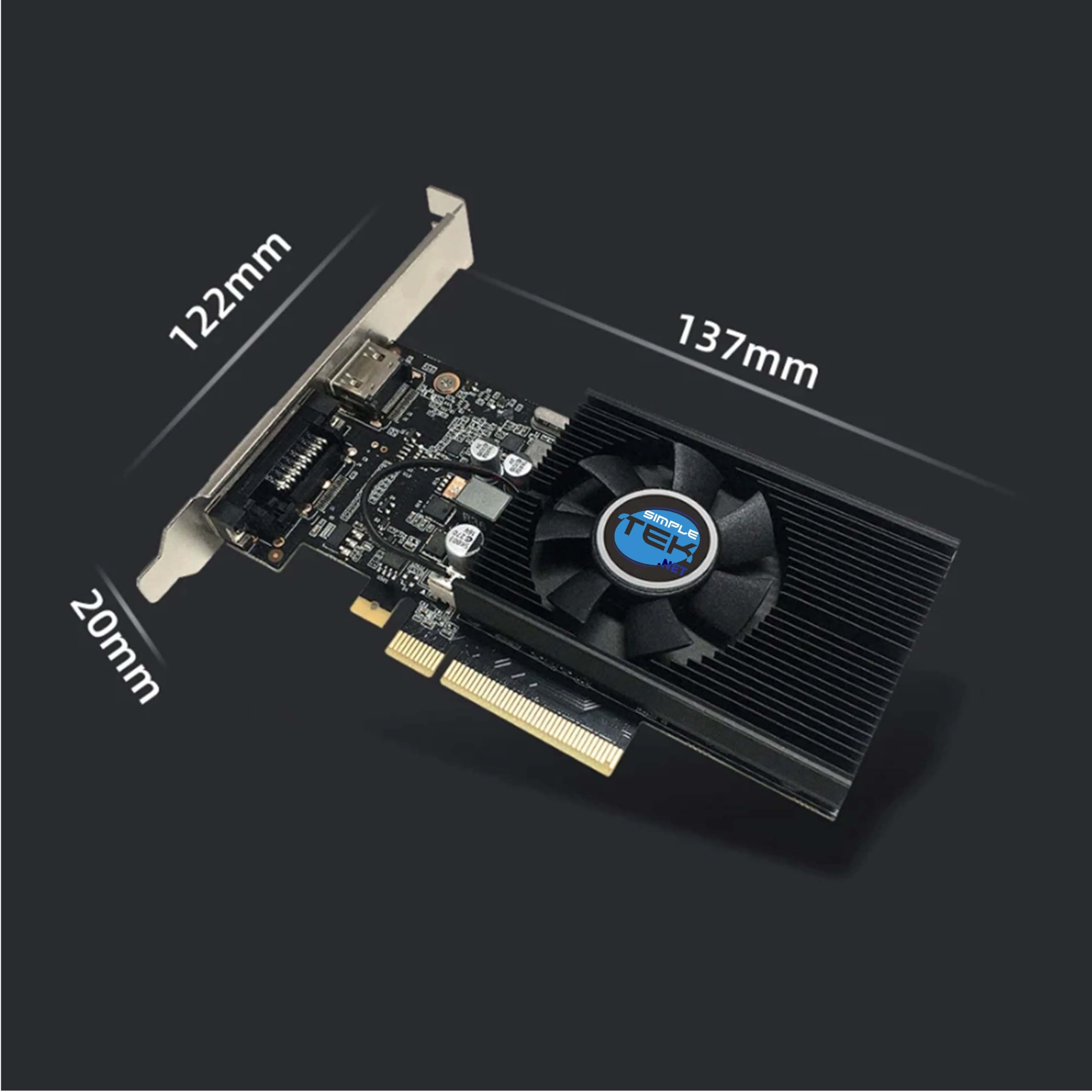 SIMPLETEK | Nvidia GT1030 4GB GDDR4 PCIe X8 Low Profile Dual