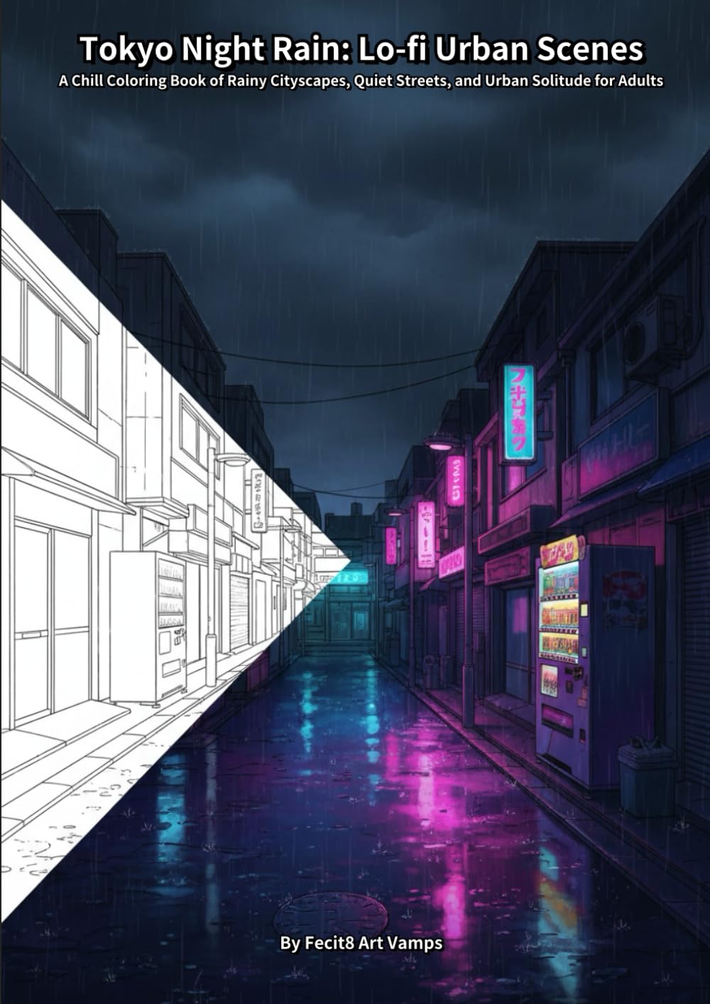 Tokyo Night Rain: Lo-fi Urban Scenes: A Chill Coloring Book of Rainy Cityscapes, Quiet Streets, and Urban Solitude for Adults