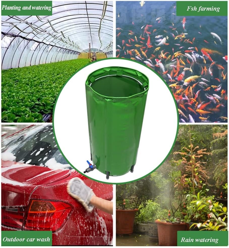 Etlegor Collapsible Rain Barrels, Water Container with Tap Portable Emergency Water Storage Tank Foldable Raintrap Diverter Water Bladder with Filter Mesh Rain Water Collection Storage Tank