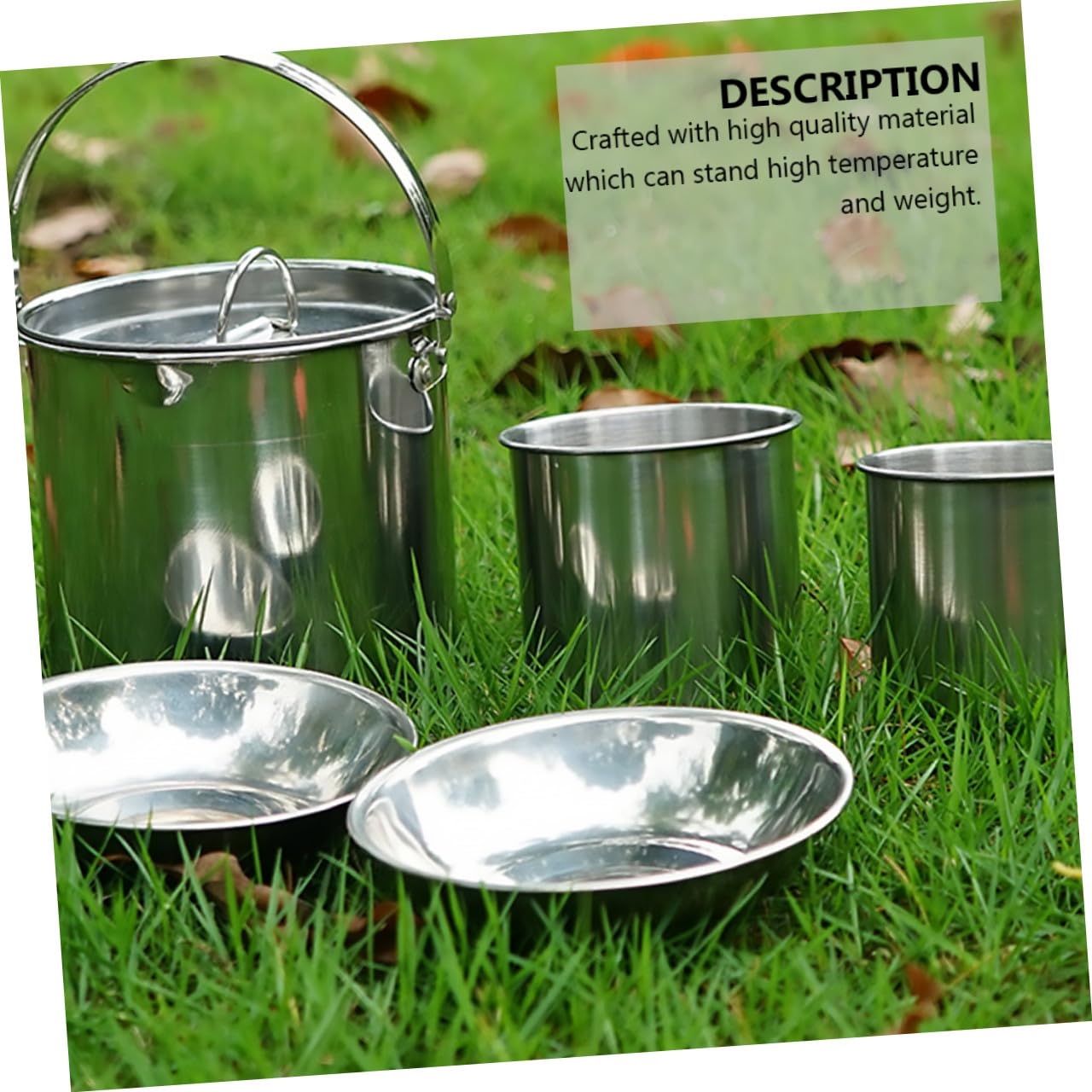 Toddmomy 2 Ensembles ensemble de bouilloire en acier inoxydable assiettes en buvant poêle set vaisselle camping Ensemble de vaisselle de camping ustensiles de cuisine de pique- Silver