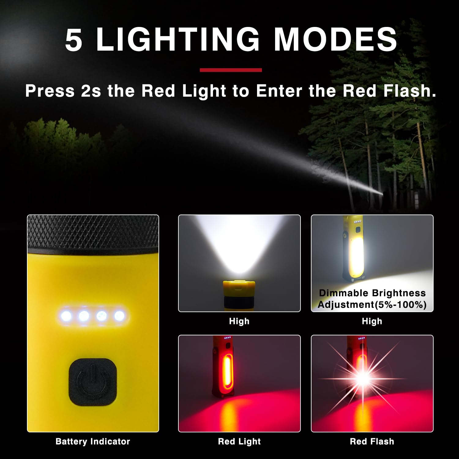 Napatyre LED Rechargeable Torch, Portable Inspection Lamp with Magnetic Base & COB Side Light - Image 2