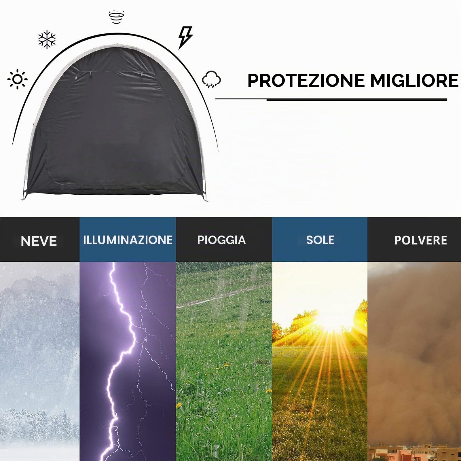 Tenda per Biciclette Attrezzi, Capannone Portatile, Garage Copertura per Biciclette, Tenda da Campeggio a Cupola, Tessuto Oxford 210D, per Biciclette, Moto, Attrezzi da Giardino e Tosaerba