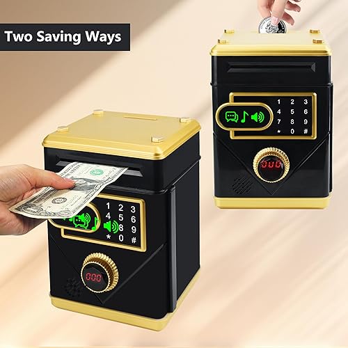 Miniatura 4 de Hucha con pantalla táctil, alcancía electrónica con contraseñas para niños, alcancía de música, conteo de dinero, banco de monedas, cajeros