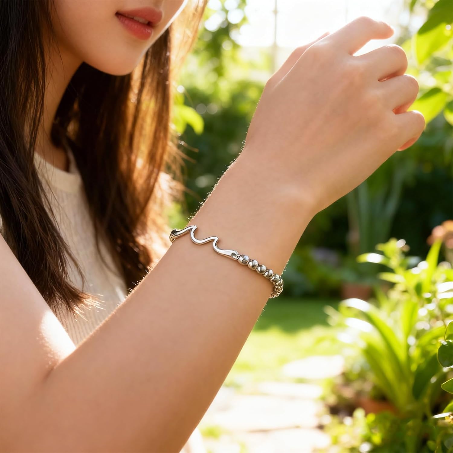 40th Birthday Gifts for Women, Silver Wave Charm Bracelet for Her, Unique Gift for Daughter, Mom, Sister, or Friend Celebrating Milestone Birthday - Image 4