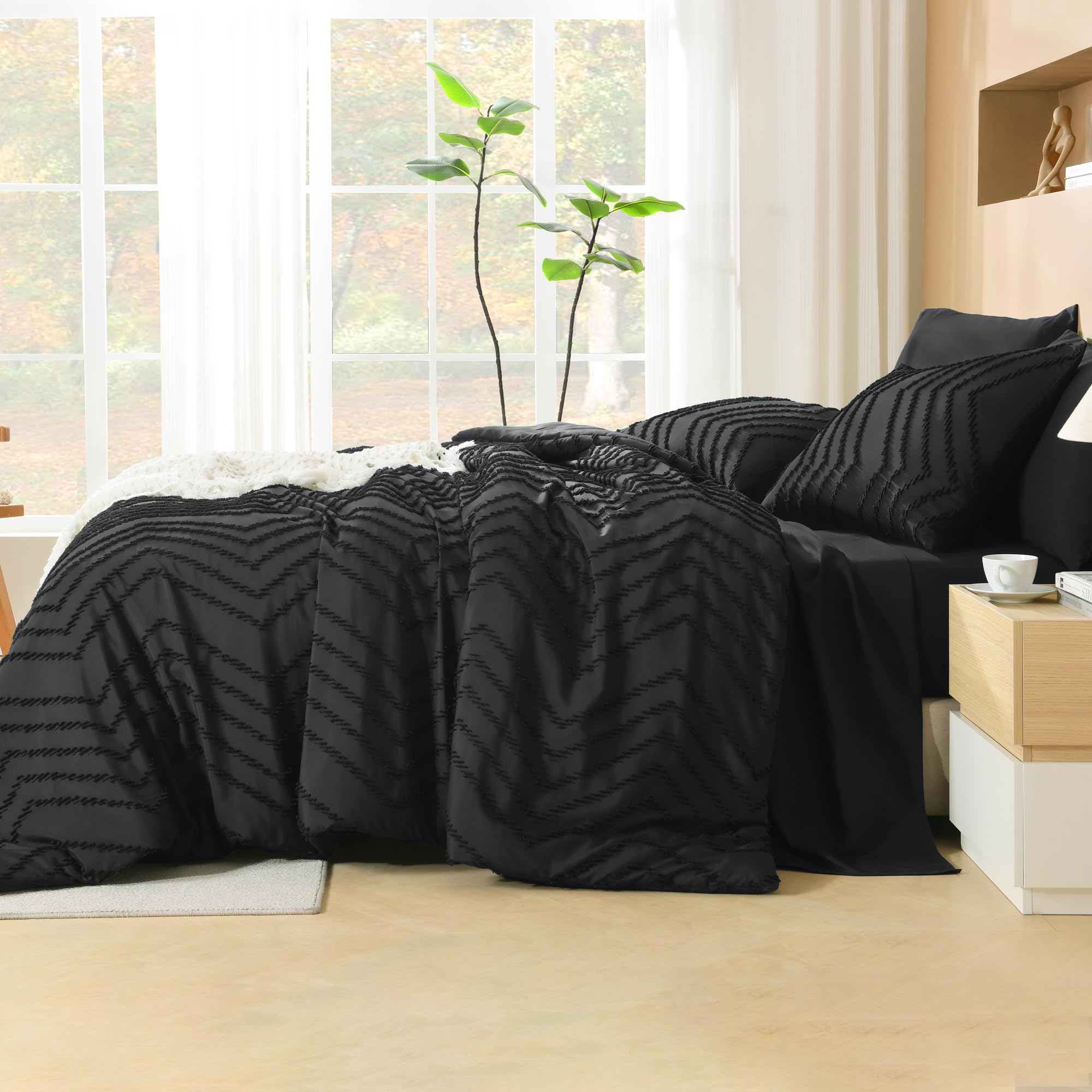 Set di biancheria da letto in lino naturale, set copripiumino, colore