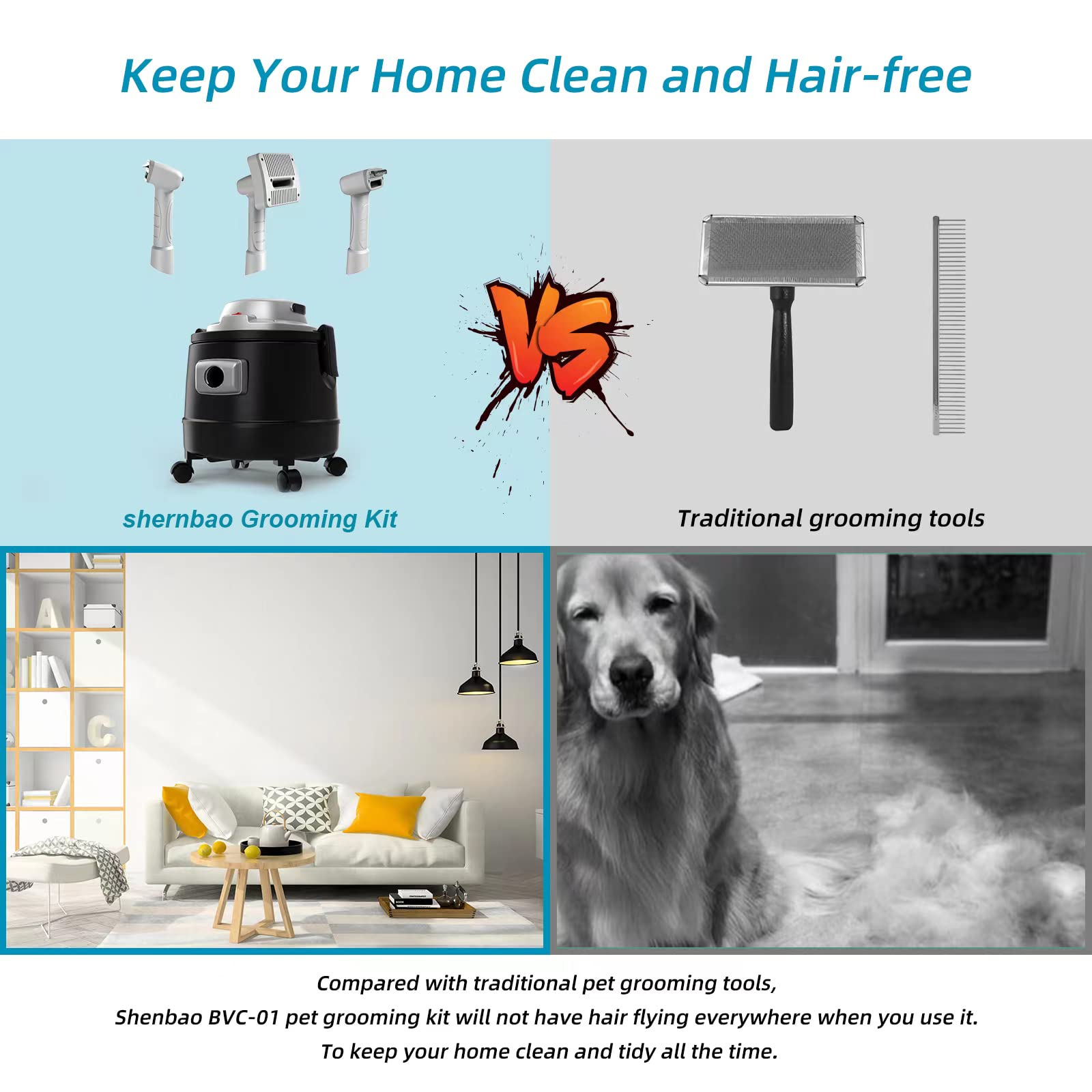 Shernbao Dog Grooming Vacuum,Cat Brush VacuumLarge