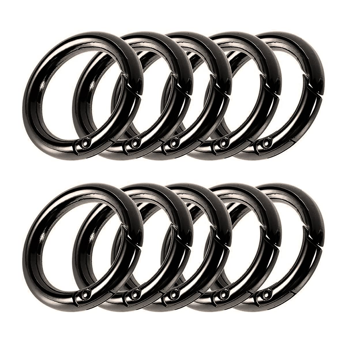 Cozylkx 10pcs 18mm O Rings Metal Spring Buckle Quick Connect Snap Clip O Key Rings for Hardware Bags DIY Accessories,Black