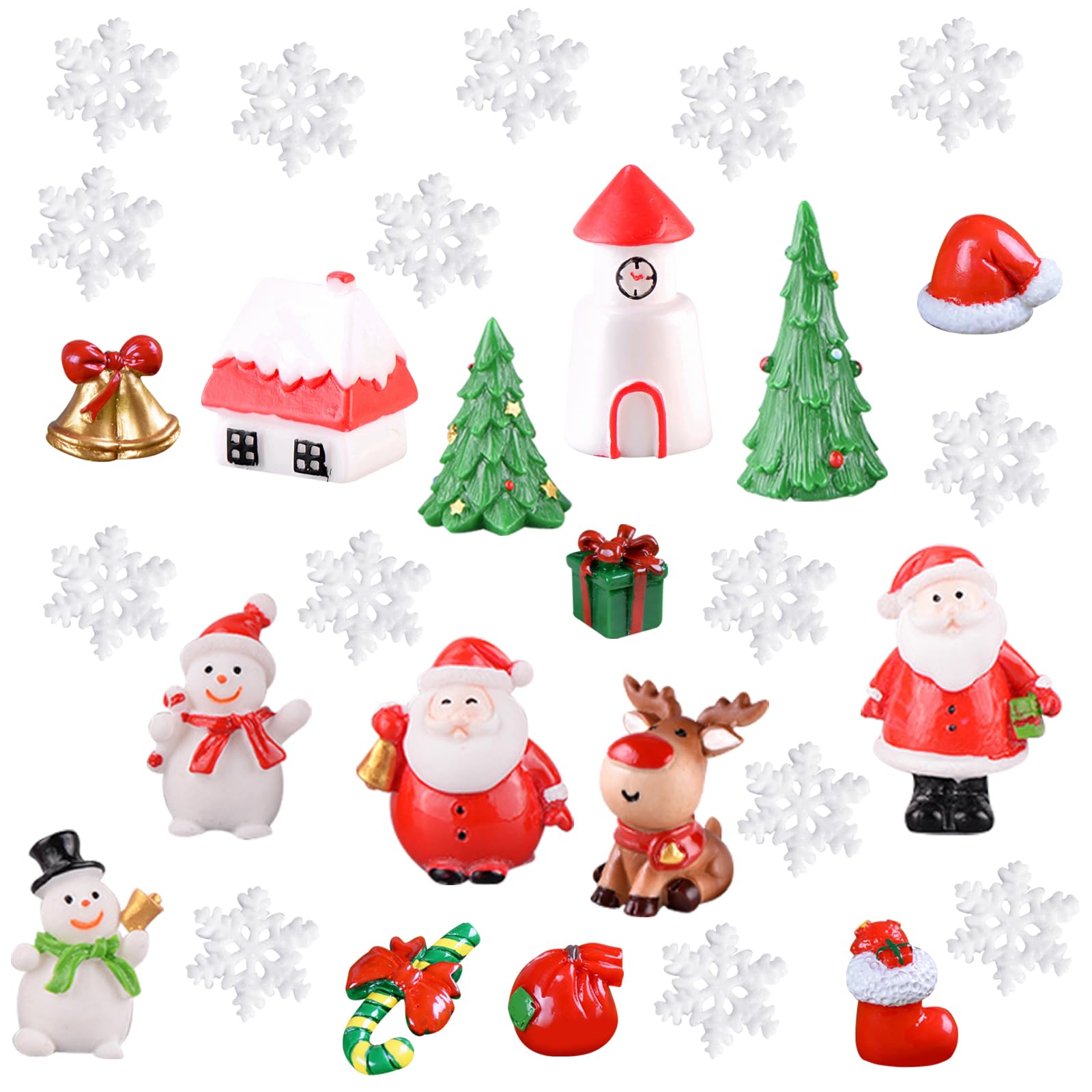 BDSHUNBF 30 Piezas Mini Adornos Navideños Mini Figuritas de Navidad Adornos en Miniatura de Navidad Figuras Navidad para Decoración Navideña Mini Figuras de Estilo de Navidad Mini Adornos de Navidad
