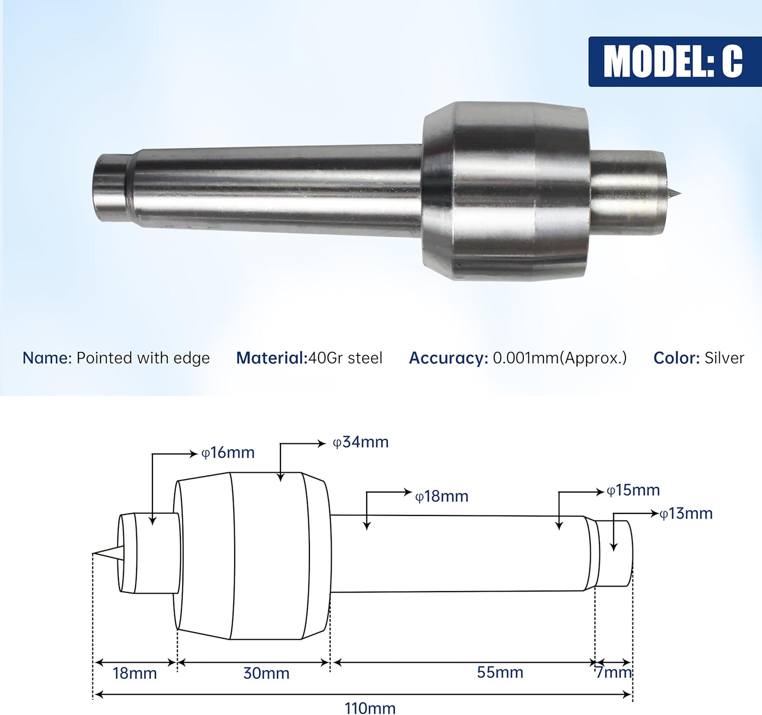 65mm MT2 Lathe Center Tailstock Morse Taper 2 Live Center Movable with 4pcs Replaceable Heads For CNC 4h Axis Router Machine,4 Axis Mohs MT2 CNC Tailstock Telescopic Stroke 50MM