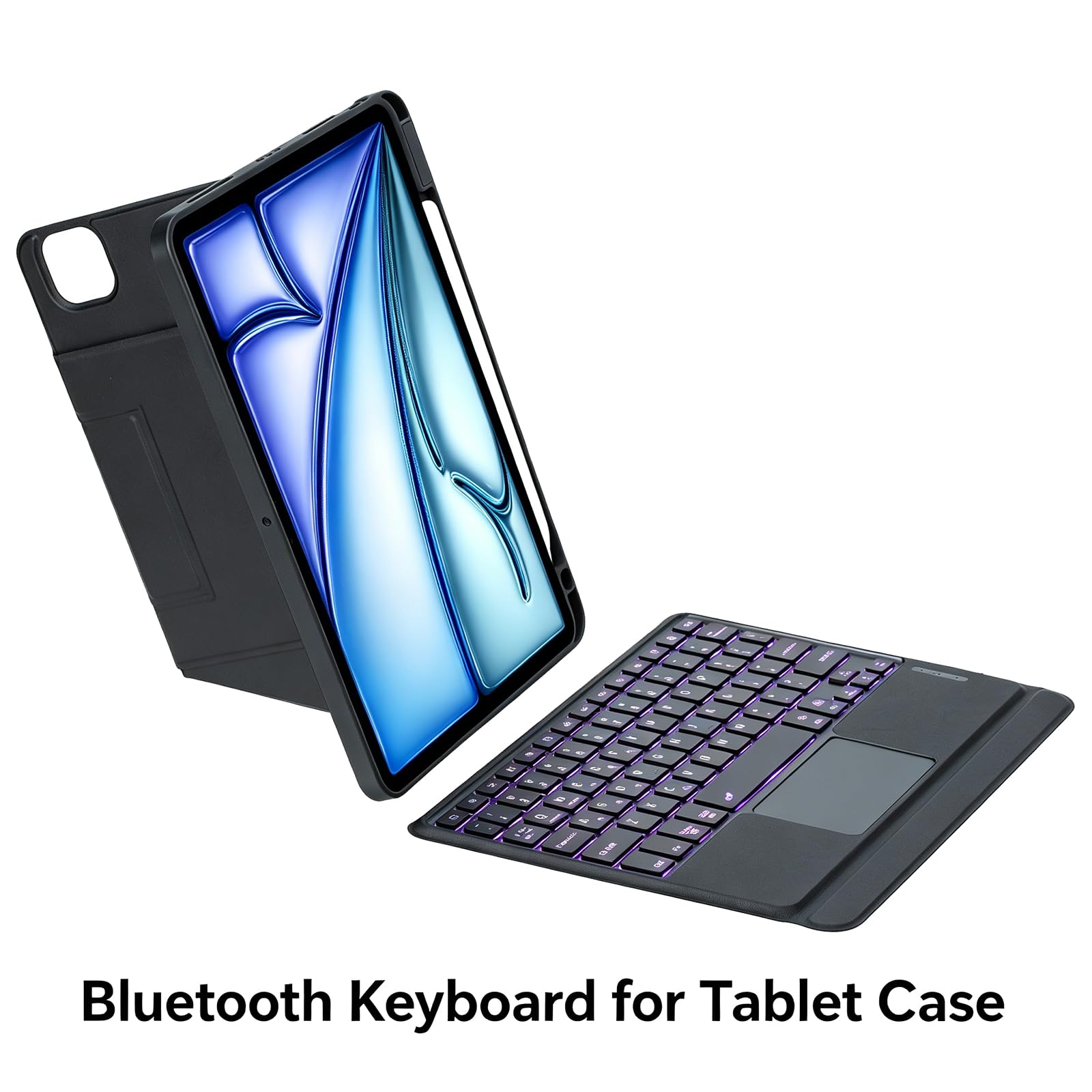 Etui na klawiaturę iPad Pro 11 cali (M5/M4, 2025/2024), z odłączaną bezprzewodową klawiaturą Bluetooth, lekki, czarny