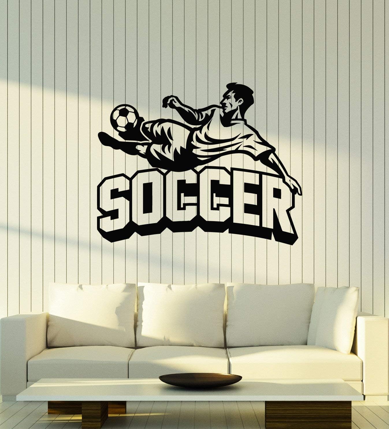 WallStickers4ever Large Vinyl Wall Decal Soccer Player Ball Sports Fan Team Game Decor Stickers Mural (g4393) Black