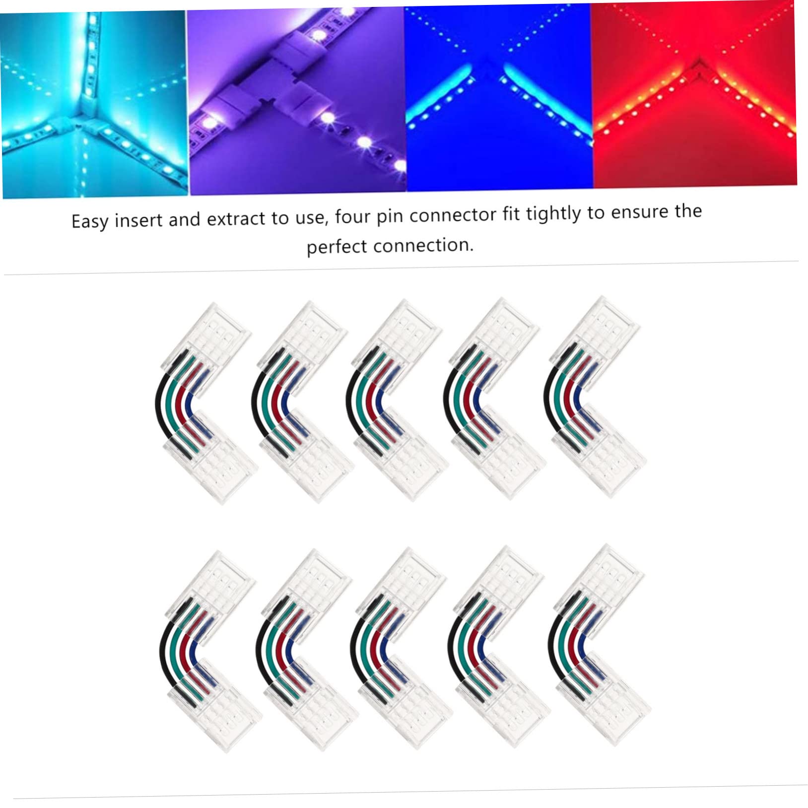 Alipis 4 Sets Vielseitige -streifen-lichter-anschlüsse 10 Mm Kein Löten Passend Für 5050 Smd Rgb-streifen 10 Stück * 4
