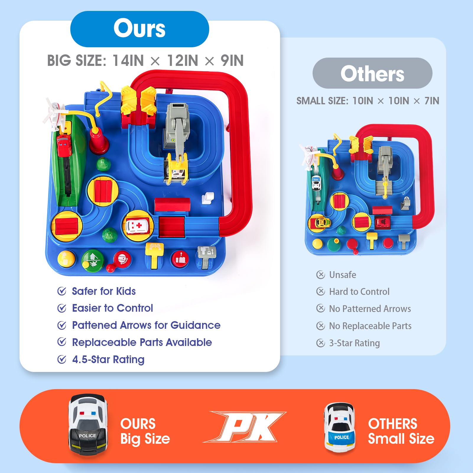 hahaland Montessori Toy from 2 Years Old Car Toy for Boys and Girls, Car Racing Track, Adventure, Car, Children's Set, Motor Skills, Toy Car, Children's Toy from 3 Years, Christmas Gift for