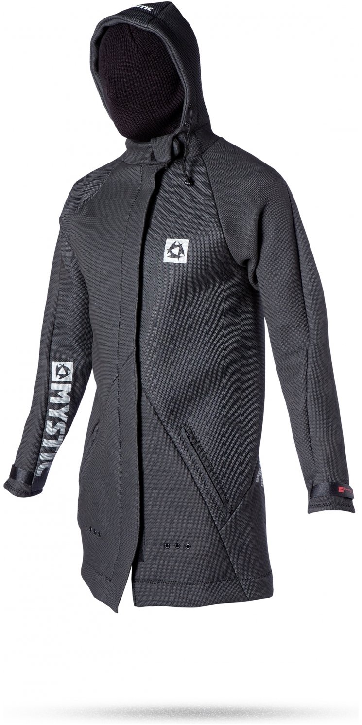 Mystic Long Sharkskin Battle Coat Jacket Coat In Black - Lightweight Thermal Lining - Thermal Warm Heat Layer Layers