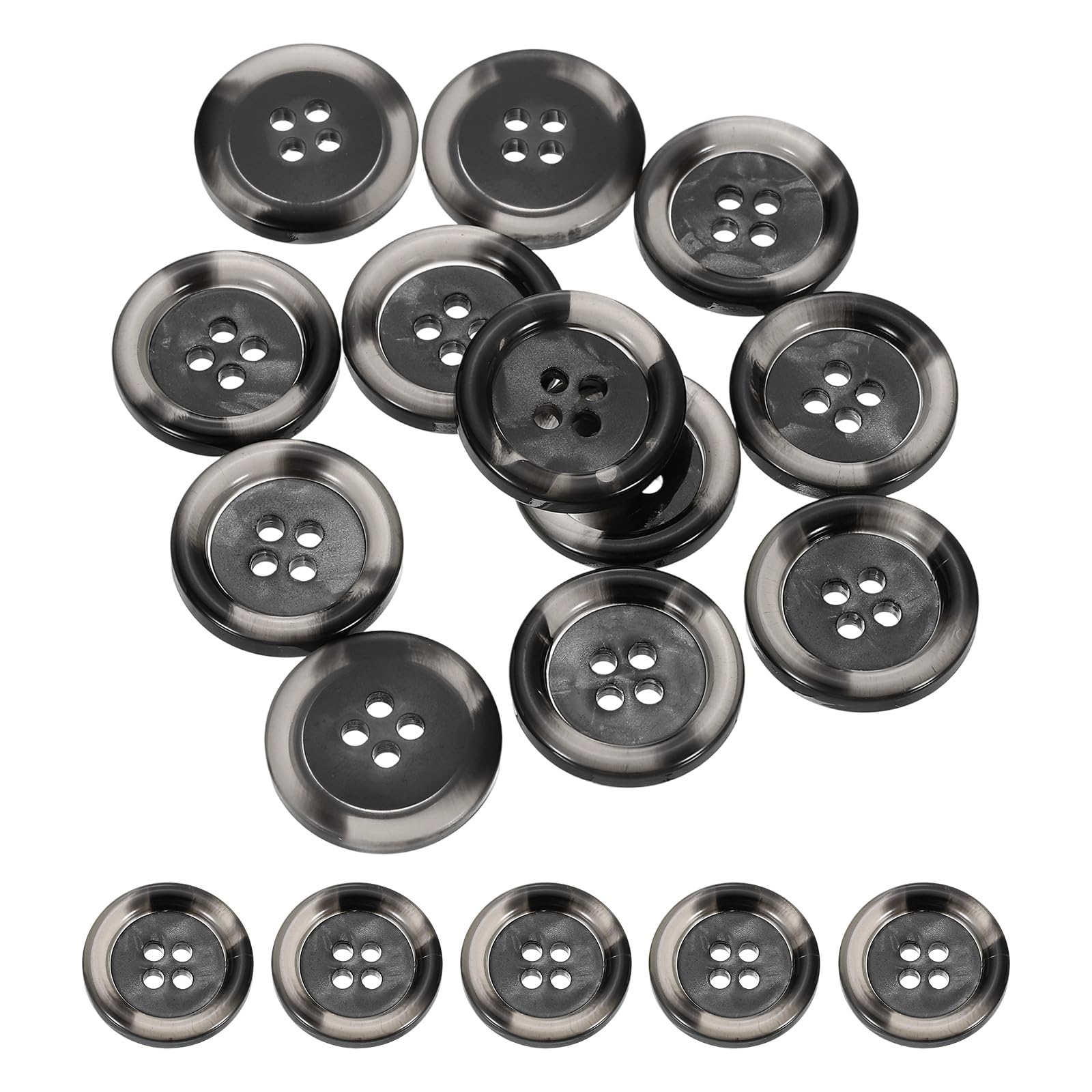 sourcing map 12pcs Sewing Button 20mm (0.79") 4 Holes Resin Round Buttons Craft Sewing Accessories for Clothing DIY Crafts Decoration, Black-Grey