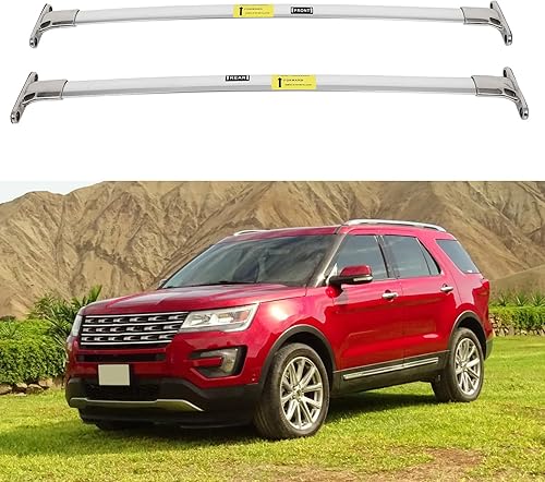 SCITOO Barra transversal de techo compatible con Ford Explorer 2016-2019 2 barras transversales de techo, color plateado