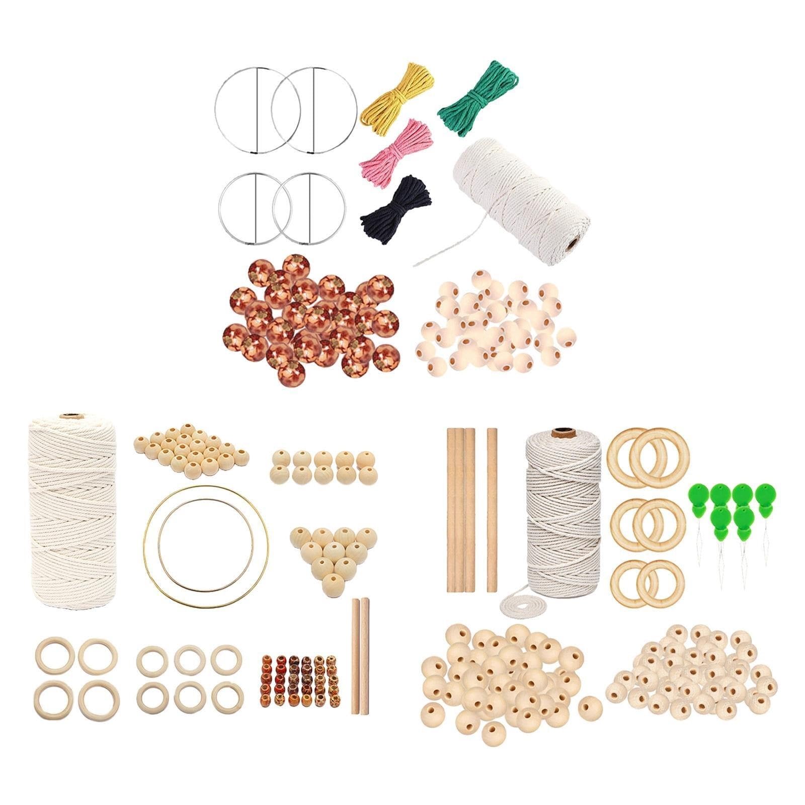 Kit De Macramé Con Borlas De Bricolaje Kit de cordón de macramé for manualidades, cuentas de cuerda trenzadas de algodón for colgar en la pared, manualidades for adultos y principiantes Para La Decora
