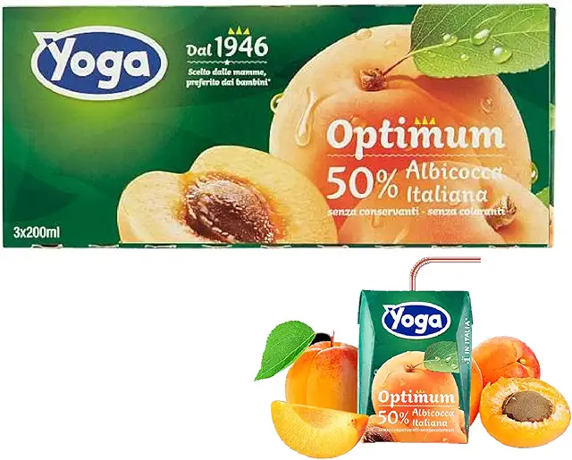 Yoga Optimum Succo di Albicocca Italiana - 8 Confezioni da 3 Brick - Succhi di Frutta