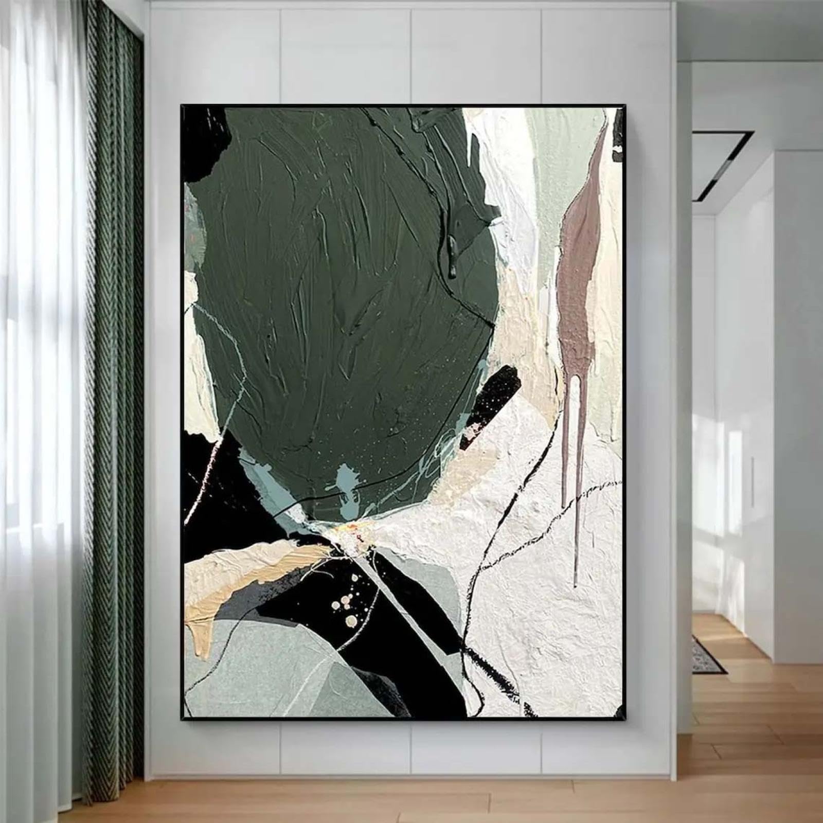 Abstrakte Leinwand Bilder 200x100 cm XXL Groß Kunstdruck Wanddeko Wohnzimmer Schlafzimmer Küche Zimmer Wandbilder Leinwandbild Modern Bild auf Leinwand Kunst Ungerahmt Schwarz Weiß Grün