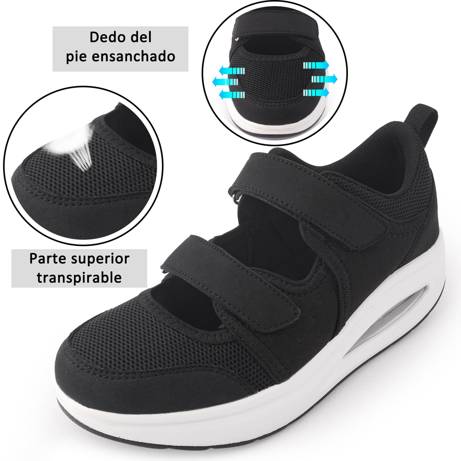 Git-up Transpirable Enfermera Zapatillas Mujer Antideslizante Ajustable Cómodo Correr Correr Casual Ortopédico Ligero Artritis Diabetes Fascitis Plantar Zapatos