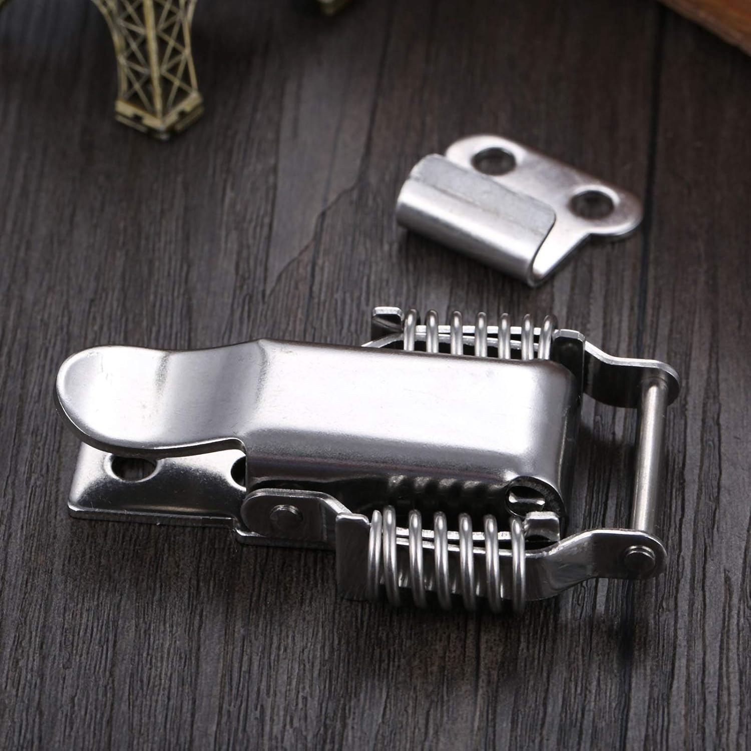 Chinese Antique Box Buckle,Antique Lock Buckle.Stainless Steel Spring Toggle Latch Catch Wooden Box Lock Toolbox Buckle Electrical Box Hasp Box Hardware 9046mm