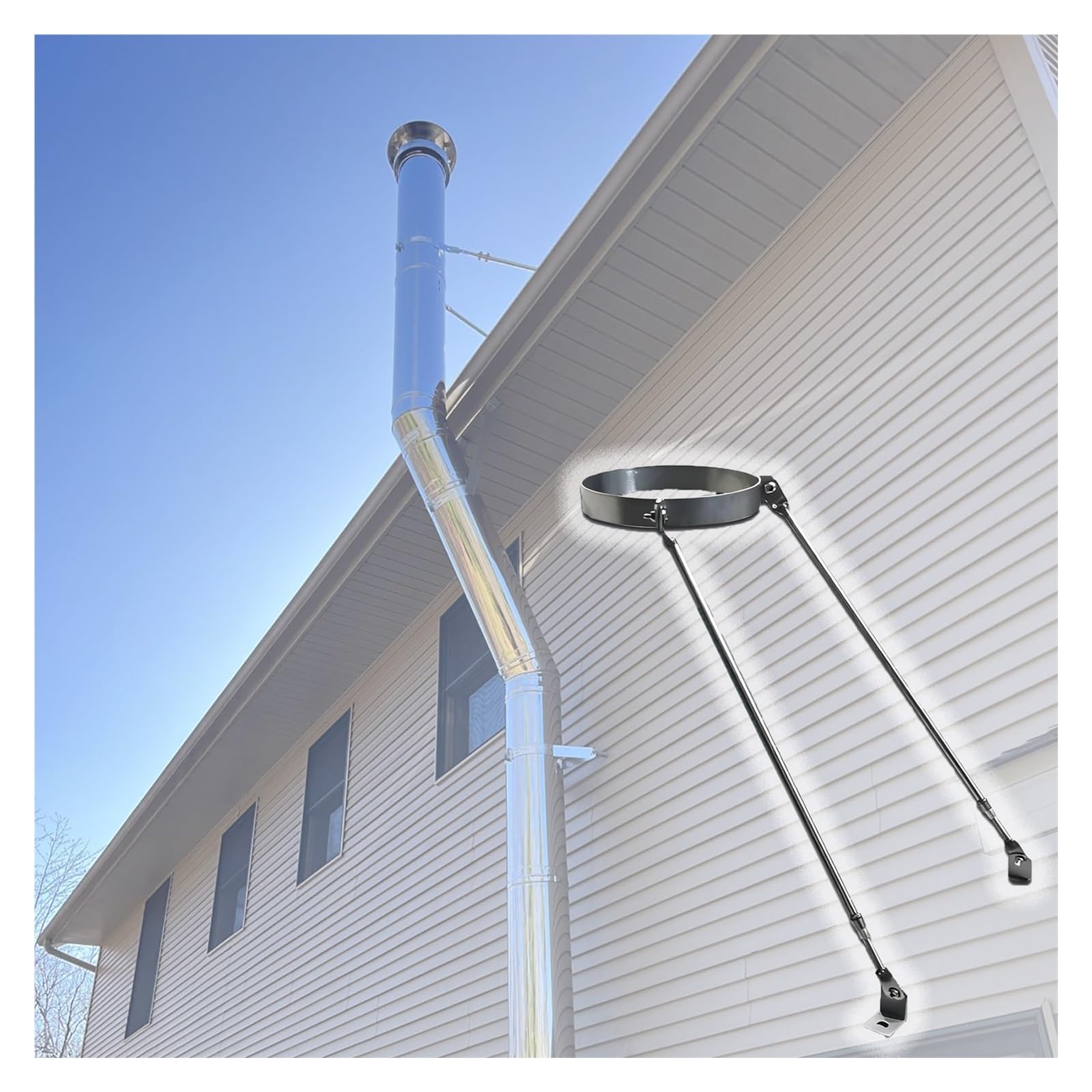 Jyhhgds Coal 3-10 Inch Stove Pipe Bracket, Adjustable Roof/Wall Support For Chimney Pipes, Heavy-Duty Steel Holder Kit With Screws For Easy Diy Installation (5.75 Inch Diameter)