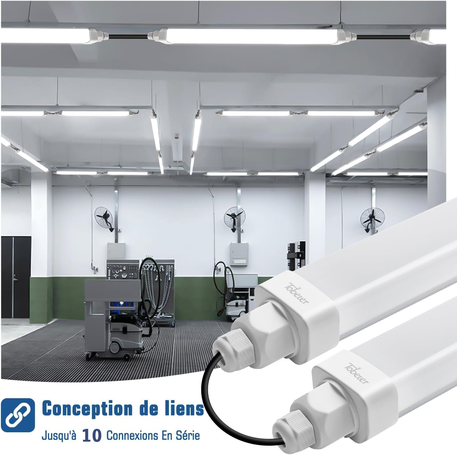 Neon LED 150 CM 45W 4500LM Tube Lampe Linkable IP65 Blanc Neutre 4000K Pour Garage Cave Atelier