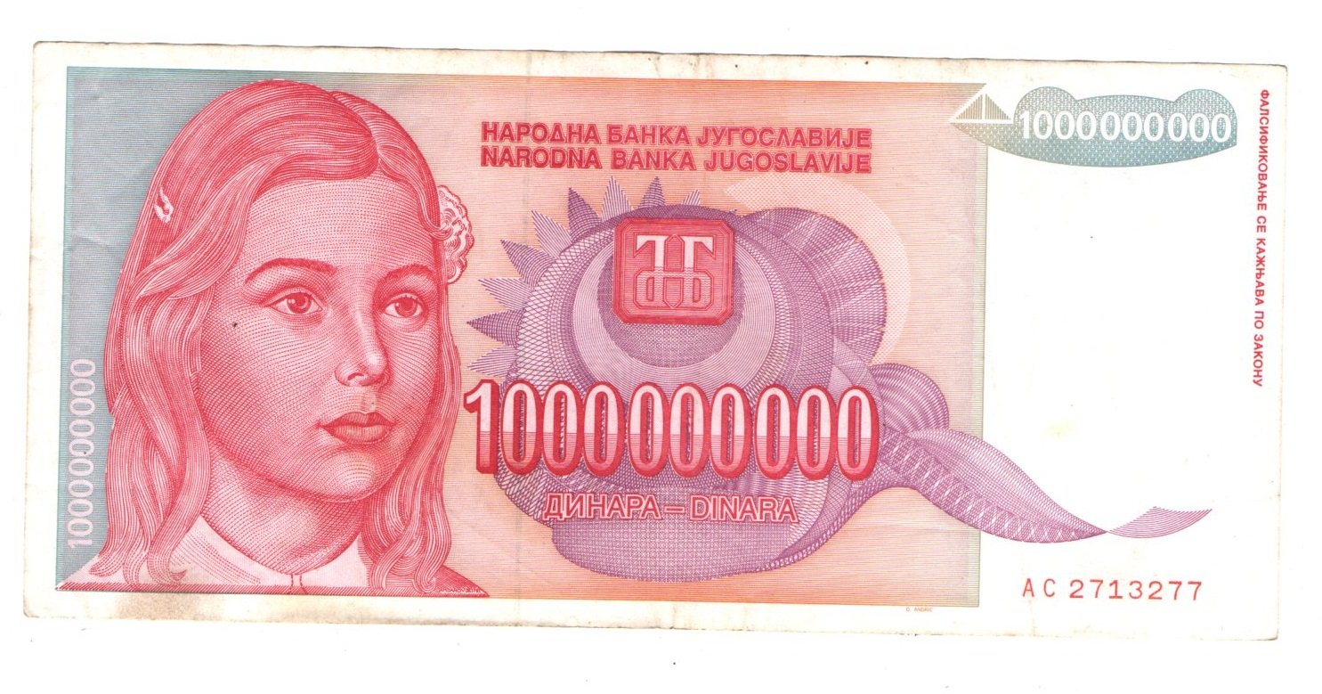 Generic Hyperinflation 1000 Million Dinar of Yugoslav Government