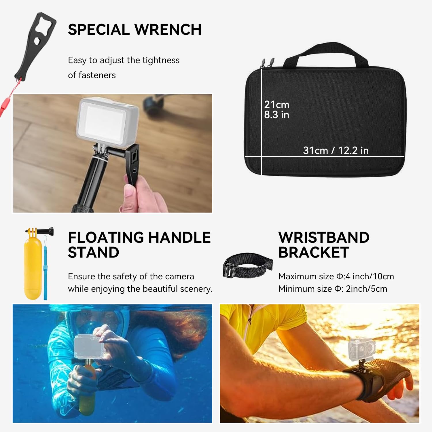 Set Accessori 50 In 1 Per Action Camera – Compatibile GoPro Hero 12 11 10 9 8 7 6 5 4 E SJCAM