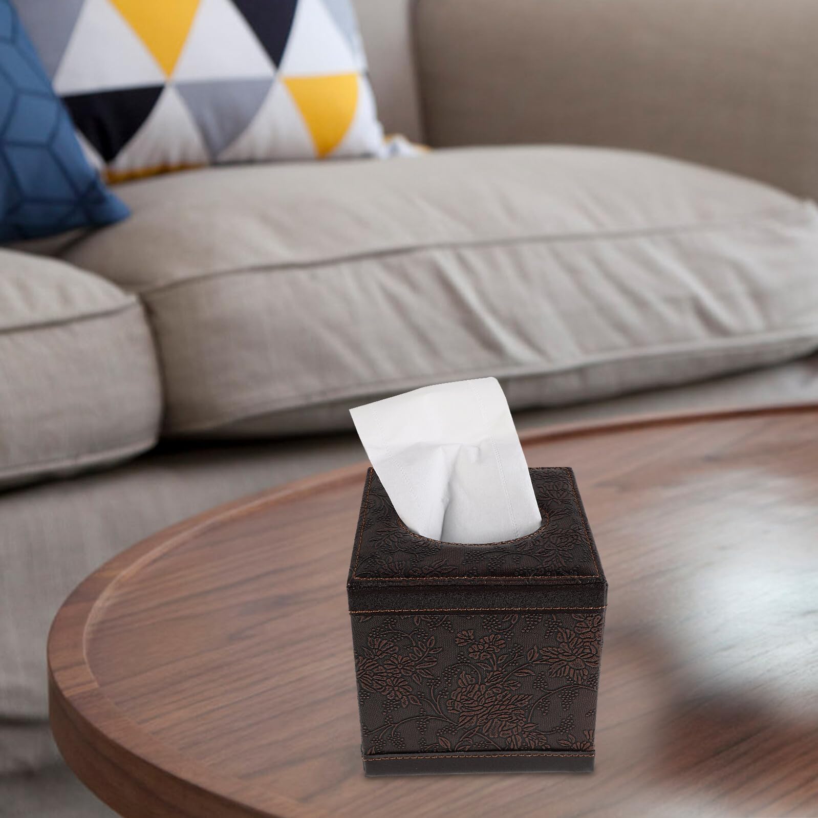 Porta Fazzoletti Quadrato Dispenser di Carta per Bagno e Comodino Contenitore Decorativo in Pelle Design Compatto