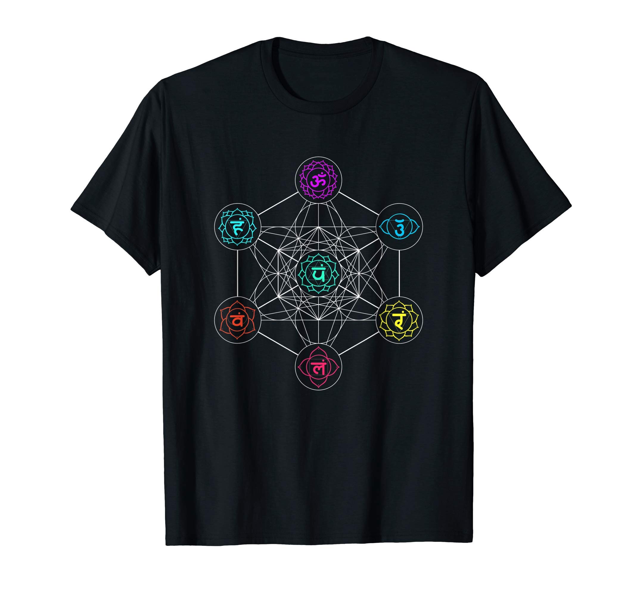 Spiritual Pagan Design Meditation in LoveBuddist Chakra Meditation Metatron Cube T-Shirt