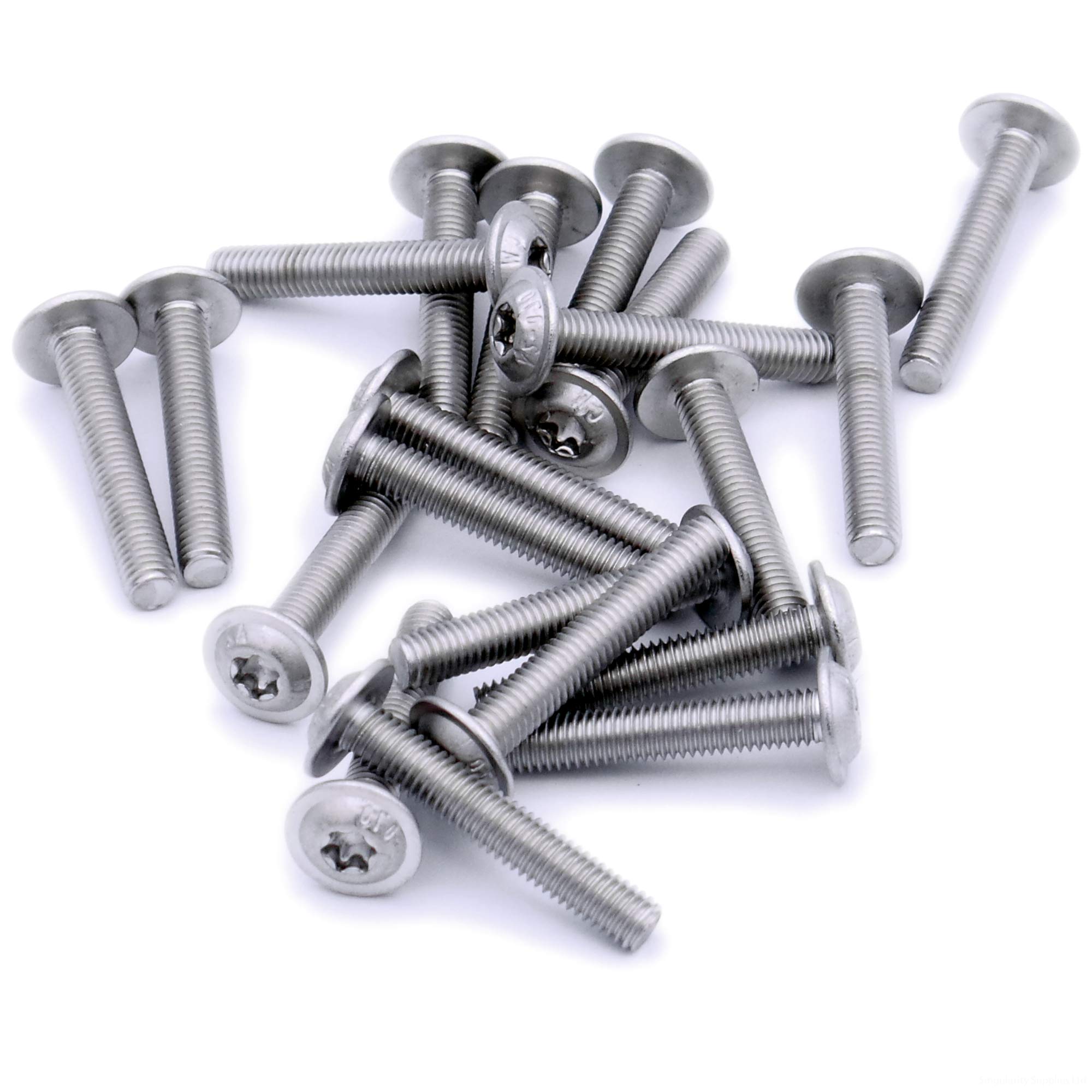 Singularity Supplies Silver M5 (5Mm X 8Mm) Flanged Tx Socket Button Machine Screw (Bolt) - Stainless Steel (A2) (Pack Of 20)