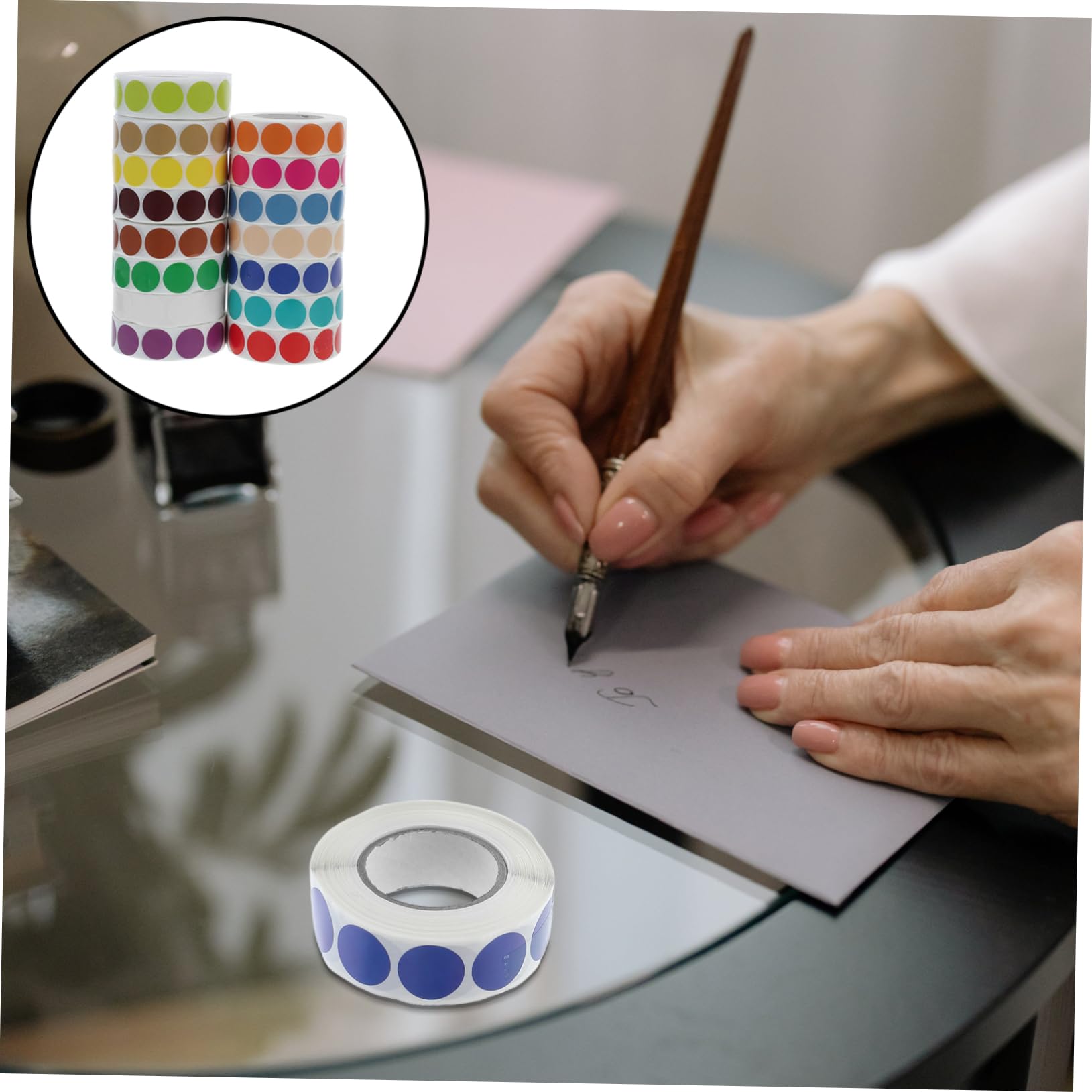 LALAFINA 15pezzi Etichette Autoadesive Circolari Punti Adesivi Scrivibili Per Codifica Colori Per Ristoranti Scuole e Progetti Fai Da Te Inclusi Adesivi Punti