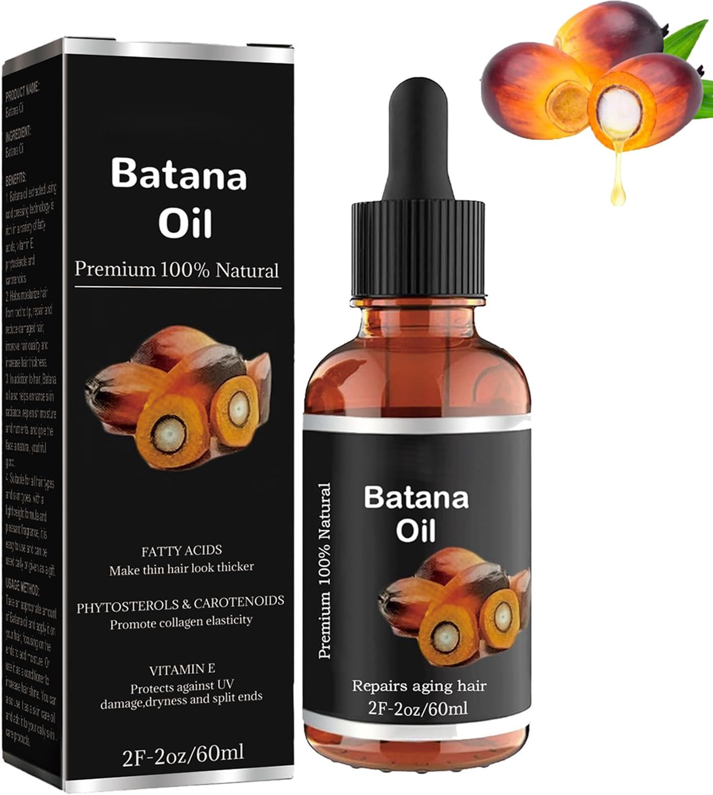 Batana Oil for Hair Growth - Batana Oil - 100% Natural - Repair Damaged Hair, Nourishes Thin Hair Scalp Skin and Loss Hair Growth Fir for All Hair Types - 60ml (2)