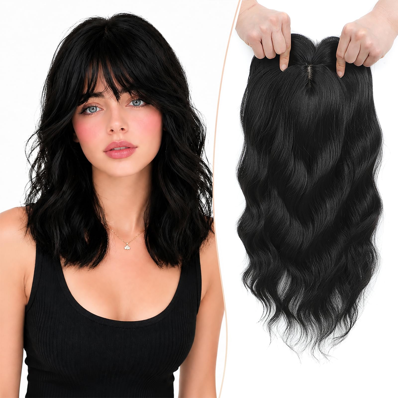 Photo 1 of ONEYTRE Hair Toppers with Bangs - 18 Inch