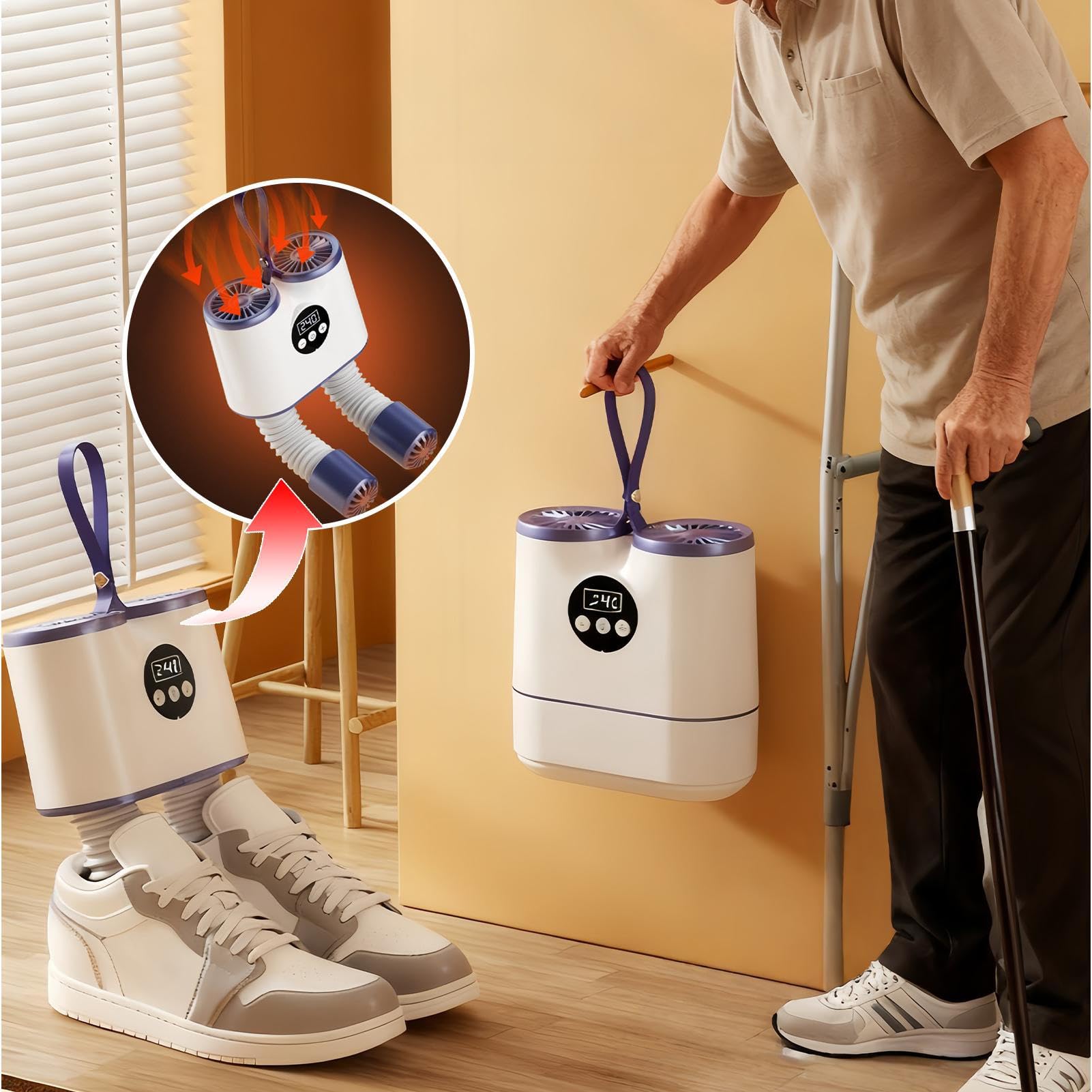 Générique Séchoir À Chaussures Portable - Séchoir À Chaussures Électrique Avec Minuterie,Machine à Sécher les Bottes de Voyage,pour Gants Baskets Chaussettes Voyage Linge Extérieur Ski