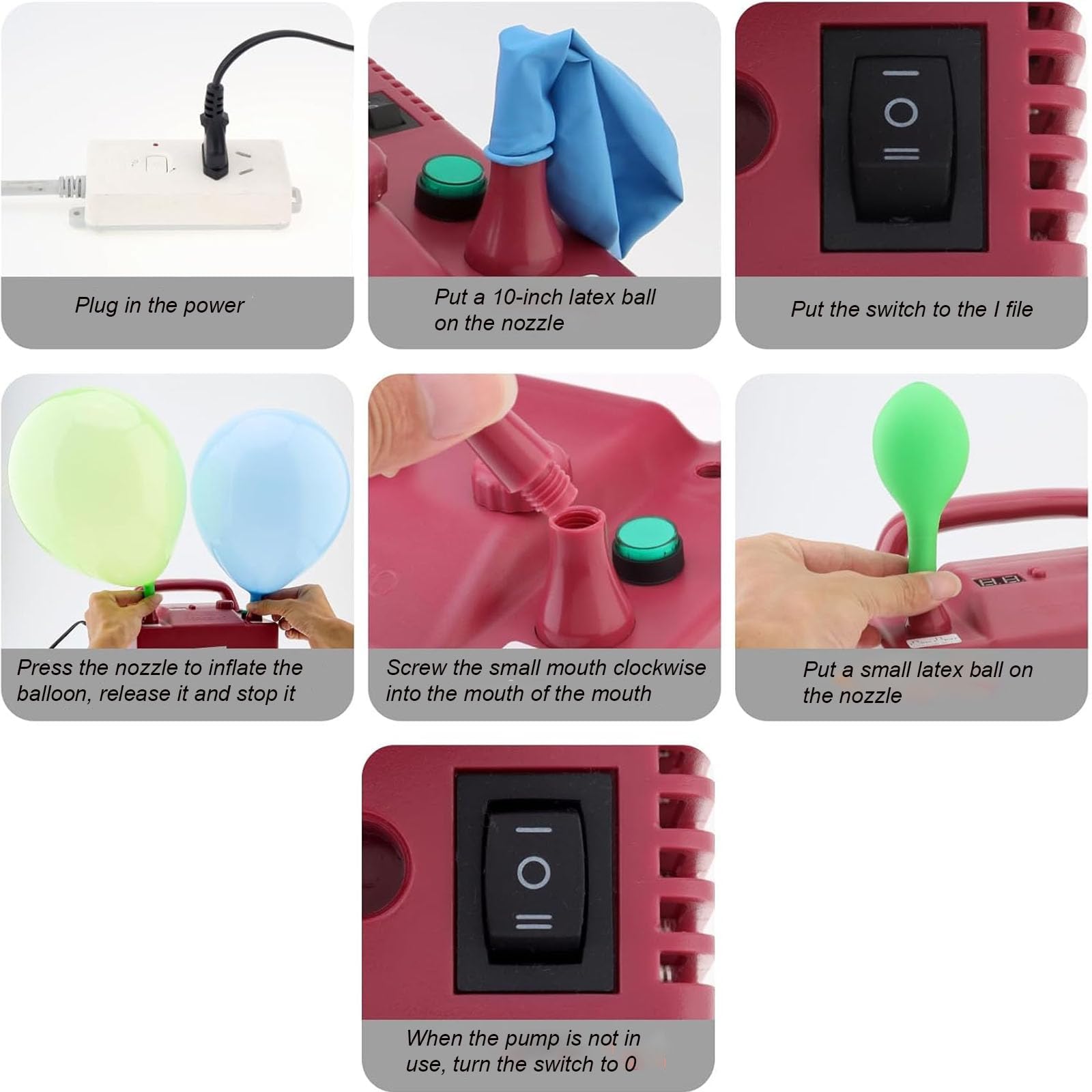 Bomba Eléctrica Para Globos, Inflador De Doble Boquilla 800W Con Velocidad Y Temporizador Ajustables, Inflador Automático Para Globos De Látex Redondos De 5 Pulgadas, Decoración De Boda Cumpleaños