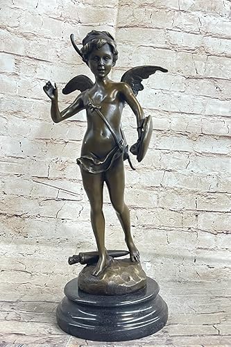 Think Bronze - Estatua de arte de bella talla de bronce occidental Cupido Dios del amor y la belleza