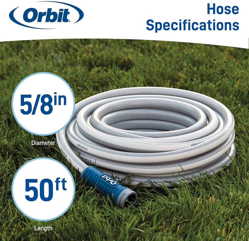 Orbit VersaFlex 50 ft x 5/8 in Garden Hose – Lightweight, Durable, 400 PSI, Easy-Grip Coupling