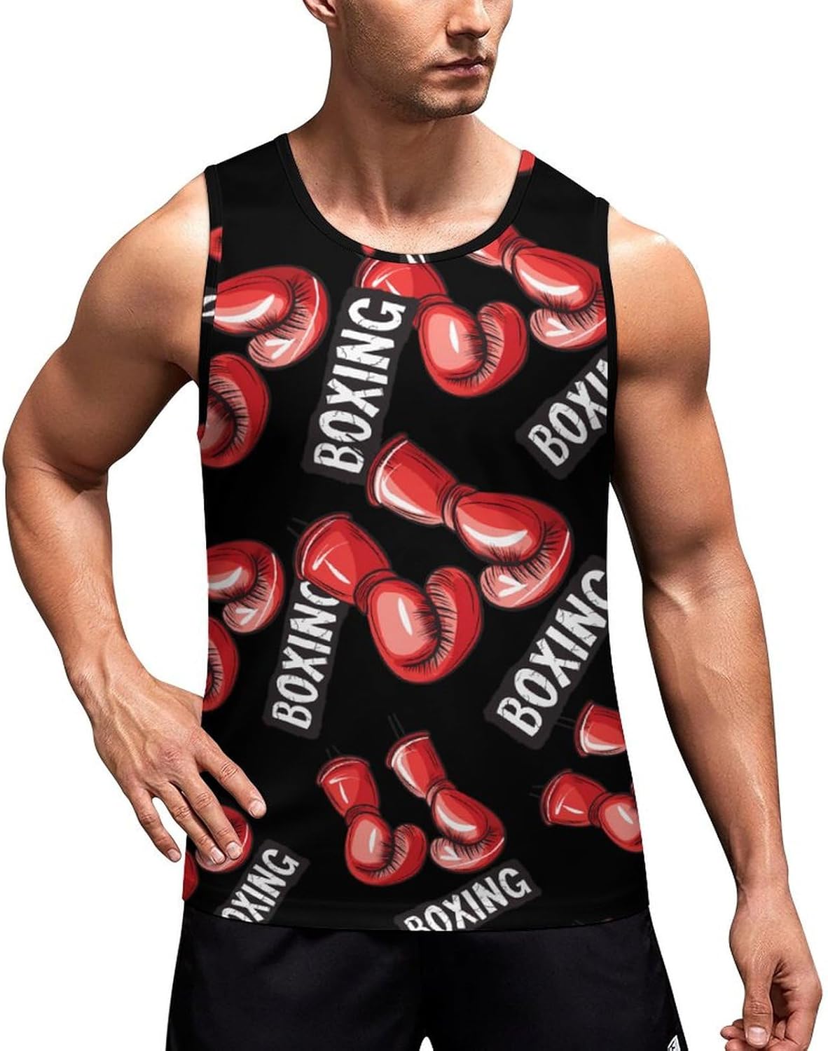 Funny Boxing Men's Tank Top Sleeveless Muscle Shirts Vest Beach T Shirts for Workout Gym