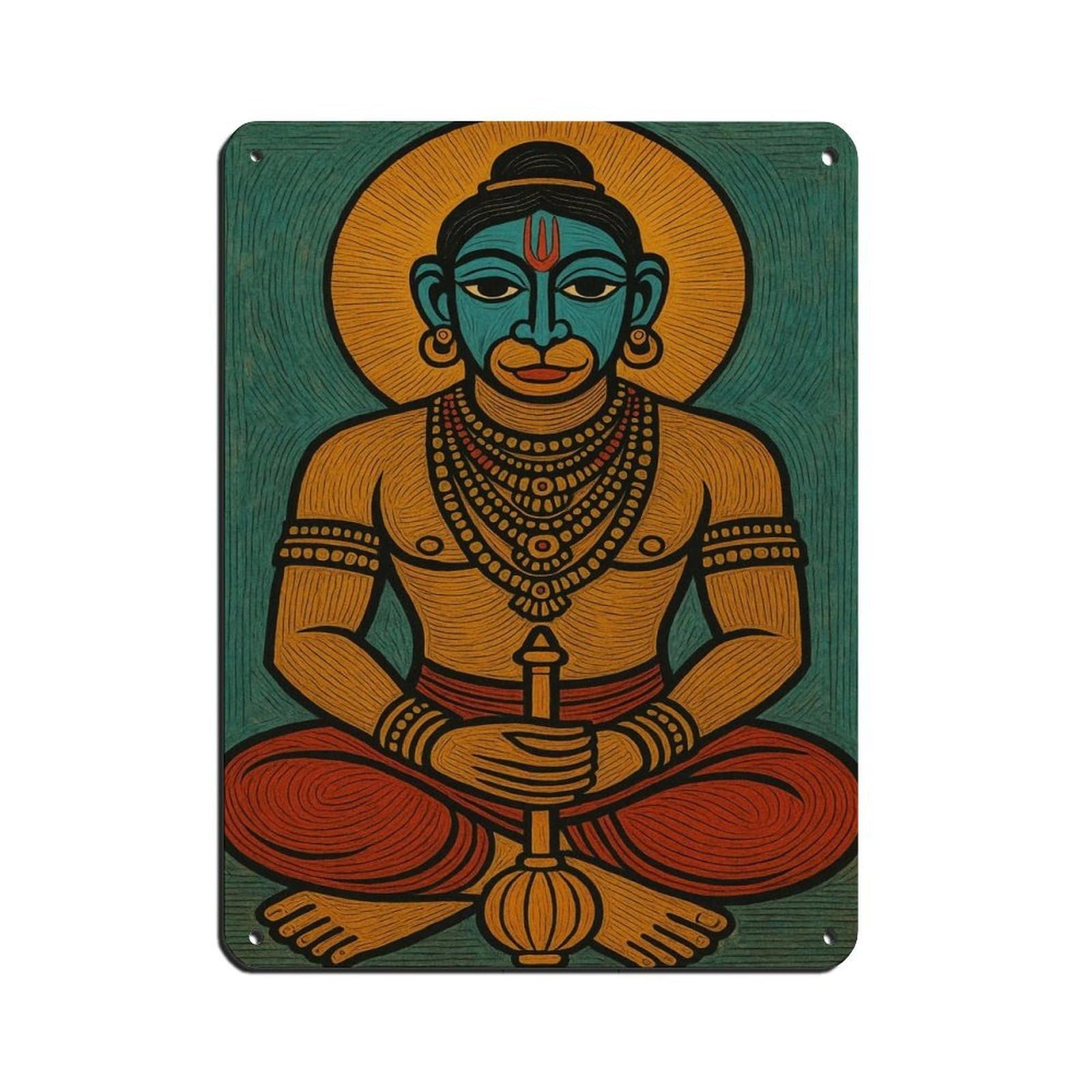 Hanuman Hindu Art,Colorful Indian Mythology Decor Tin Sign Vintage Metal Pub Club Cafe Bar Home Wall Art Decoration Poster Retro 12x16inch(30x40cm)