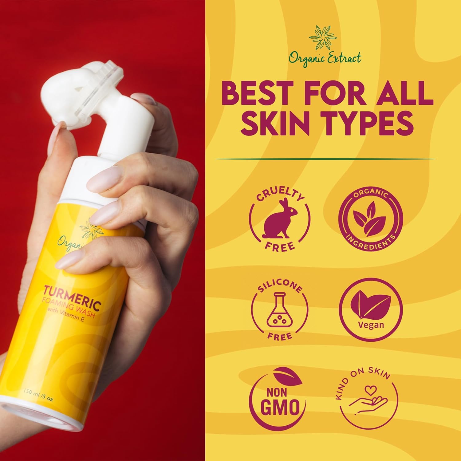 Turmeric Skin Brightening Face Wash – 5 fl oz / 150ml – Daily Moisturizer, Gentle Facial Cleanser for All Skins with Kojic Acid, Vitamin E, and Aloe Vera - Image 6